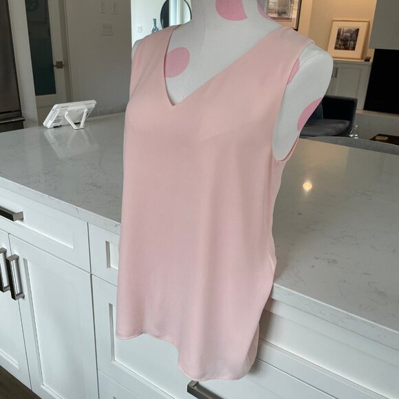 Aritzia Babaton Sleeveless V Neck Lined Polyester Tan Top Soft Pink Sz S - Picture 4 of 13